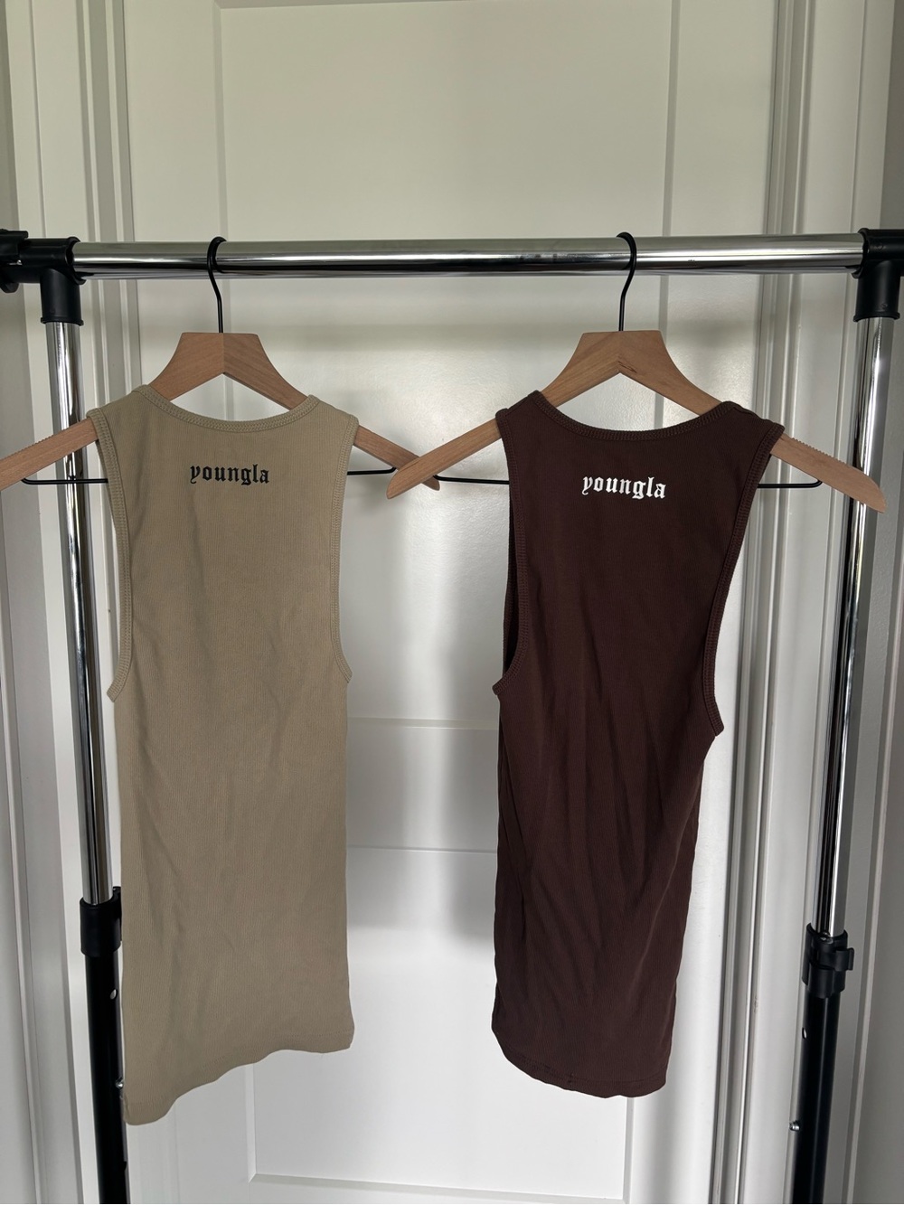 ⚡️YoungLA Women's Ribbed Cotton Tank Tops- Brown & Tan - Picture 4 of 5